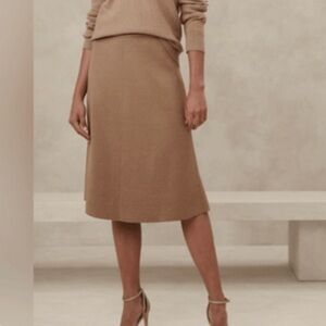 Banana Republic Factory A-Line Midi Sweater Skirt Camel Neutral 2023 NWT-XS